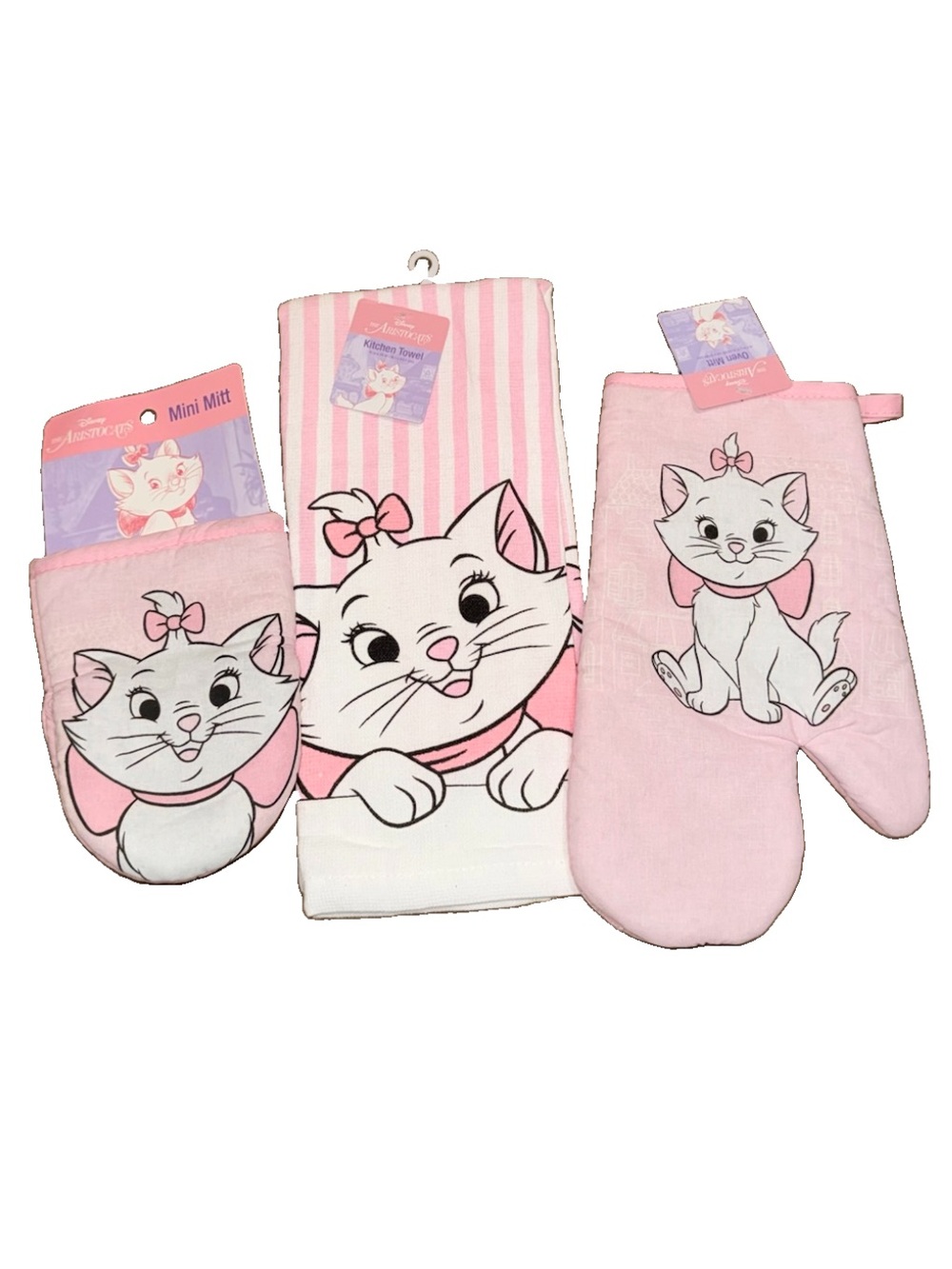Disney The Aristocrat Marie Pink and White Oven Mitt & Towel Set - NWT